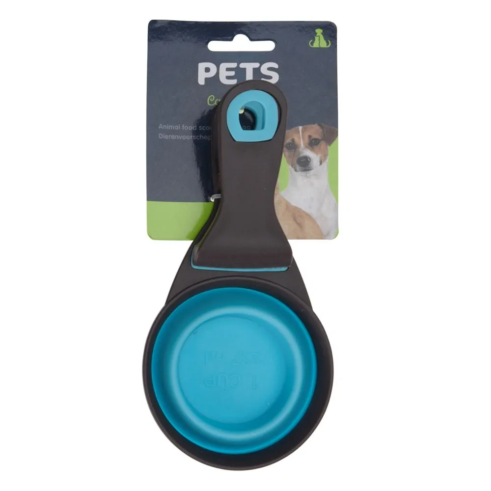 Pet Food Scoop with Built-in Clip and Flatpack Design - 237ml